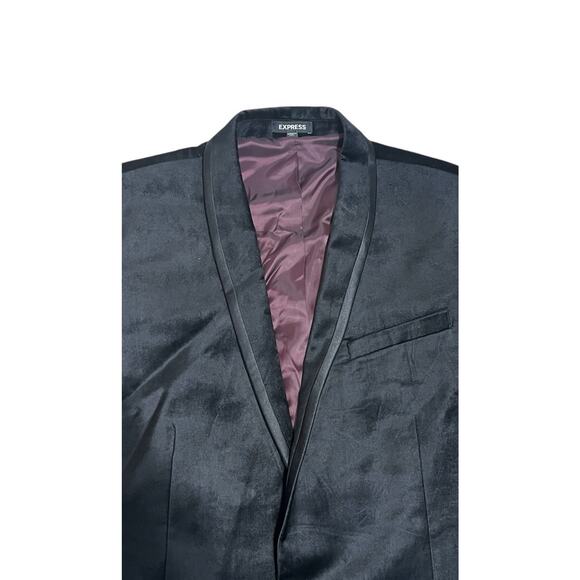 Express Luxury Black Velvet Satin Trim Blazer Suit Tuxedo Jacket Size 44R Slim - Picture 2 of 6